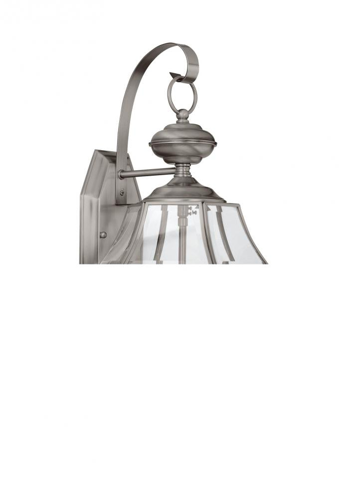 Generation Lighting 8039EN-965 Lancaster traditional 2-light LED outdoor exterior wall lantern sconce in antique brushed nickel sil