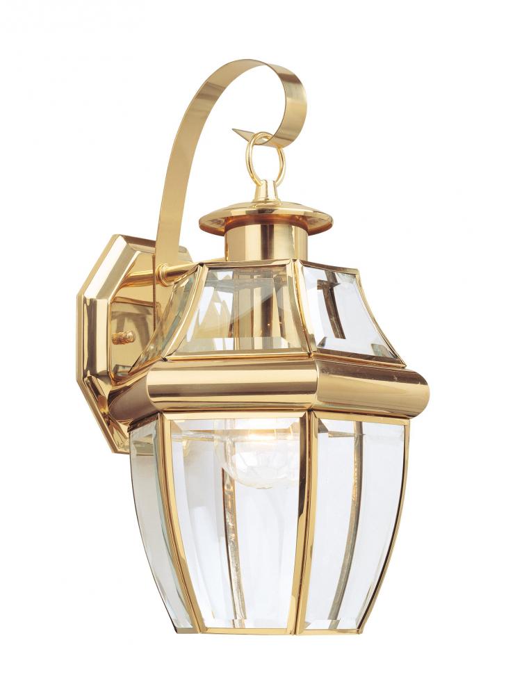 Generation Lighting 2252484 Lancaster traditional 1-light outdoor exterior large wall lantern sconce in polished brass gold fini