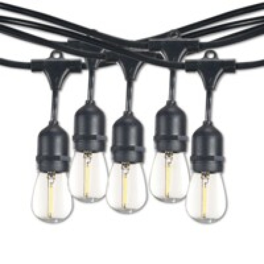 Bulbrite 810162 810162 48' STRING LIGHT 15 SOCKETS KIT BLACK W/ LED 0.7W S14 CLEAR E26 LAMPS