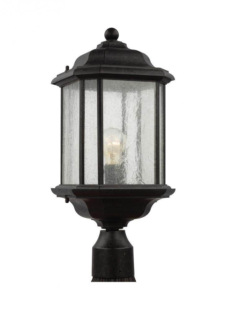 Generation Lighting 82029-746 Kent traditional 1-light outdoor exterior post lantern in oxford bronze finish with clear seeded gla