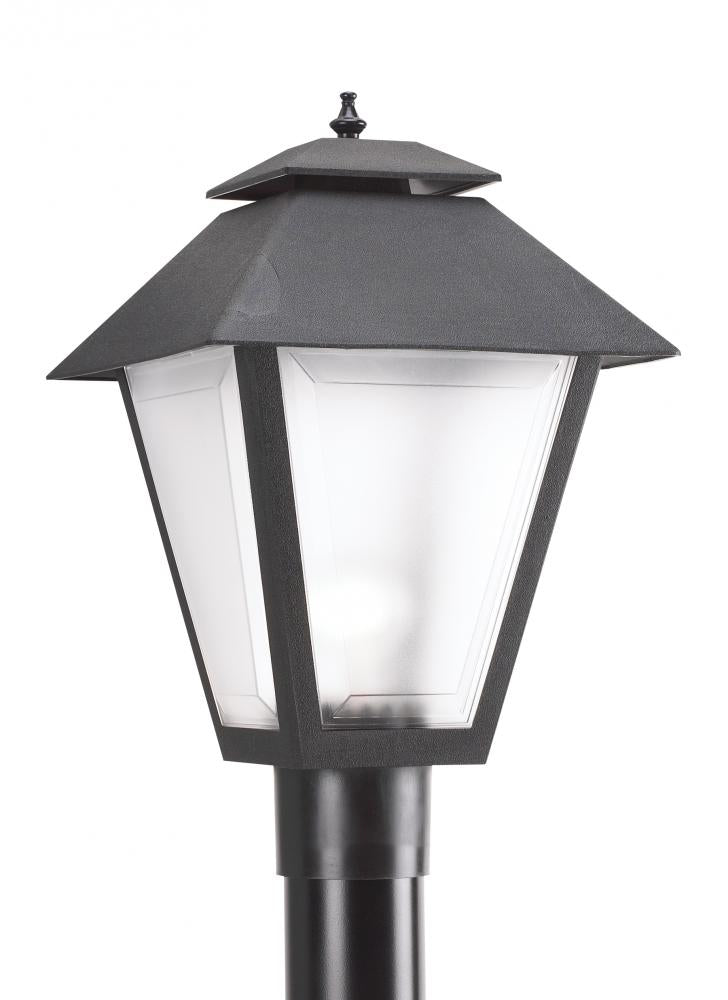 Generation Lighting 82065-12 Polycarbonate Outdoor traditional 1-light outdoor exterior large post lantern in black finish with f