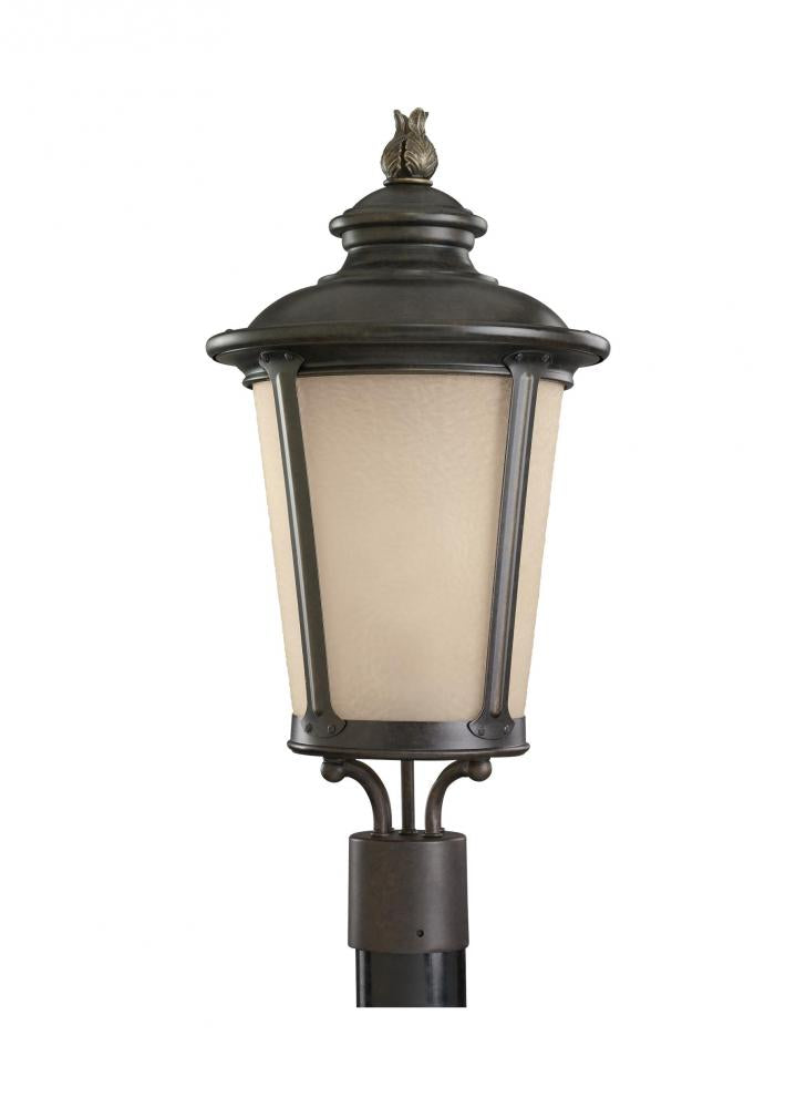Generation Lighting 82240EN3-780 Cape May traditional 1-light LED outdoor exterior post lantern in burled iron grey finish with etche