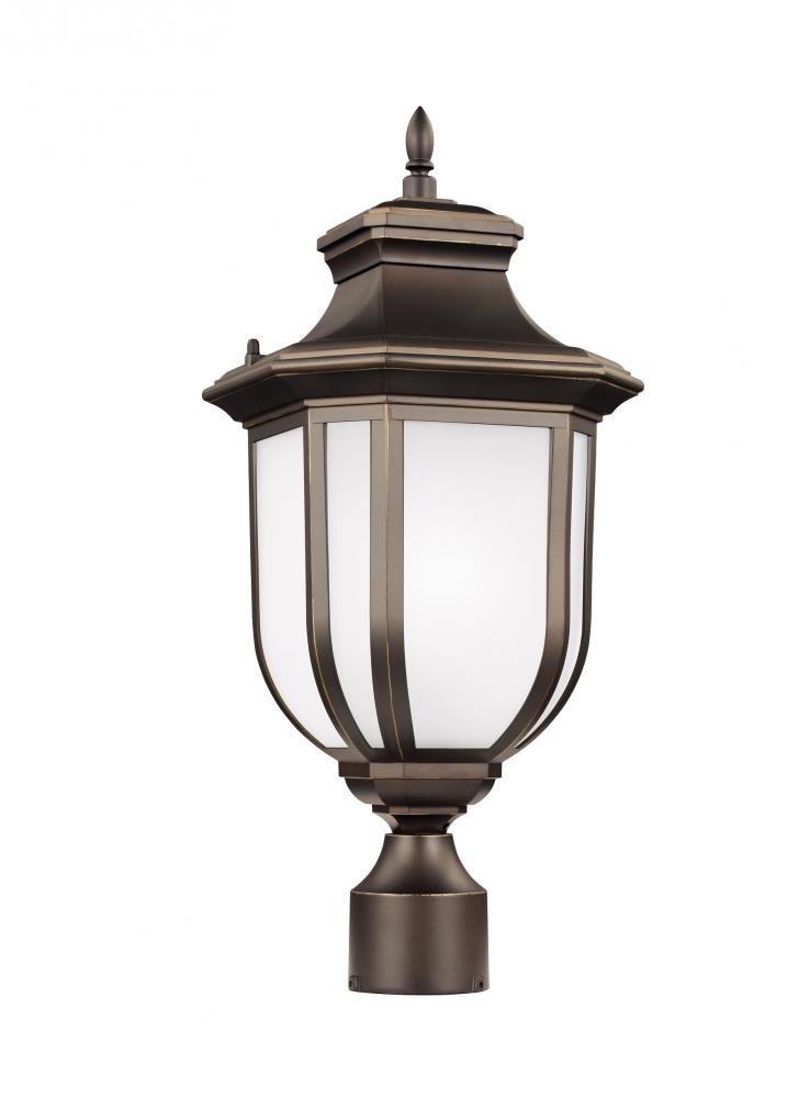 Generation Lighting 8236301-71 Childress traditional 1-light outdoor exterior post lantern in antique bronze finish with satin etch