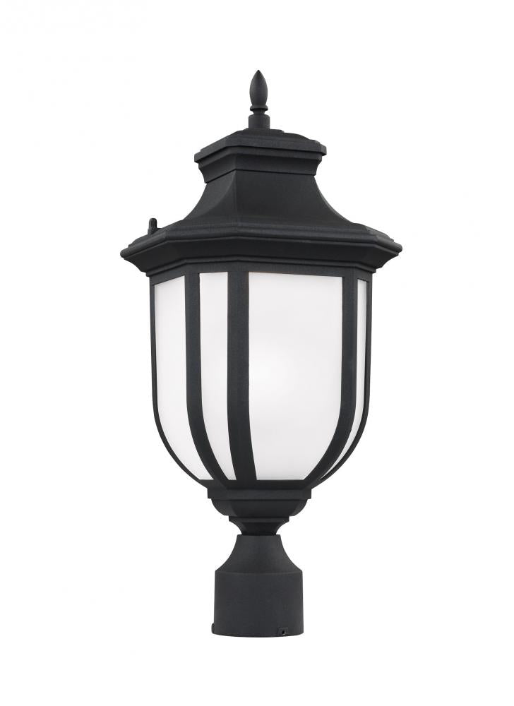 Generation Lighting 8236301EN3-12 Childress traditional 1-light LED outdoor exterior post lantern in black finish with satin etched gl