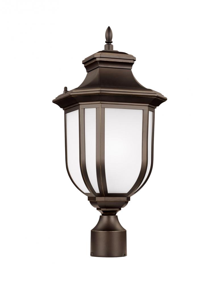 Generation Lighting 8236301EN3-71 Childress traditional 1-light LED outdoor exterior post lantern in antique bronze finish with satin