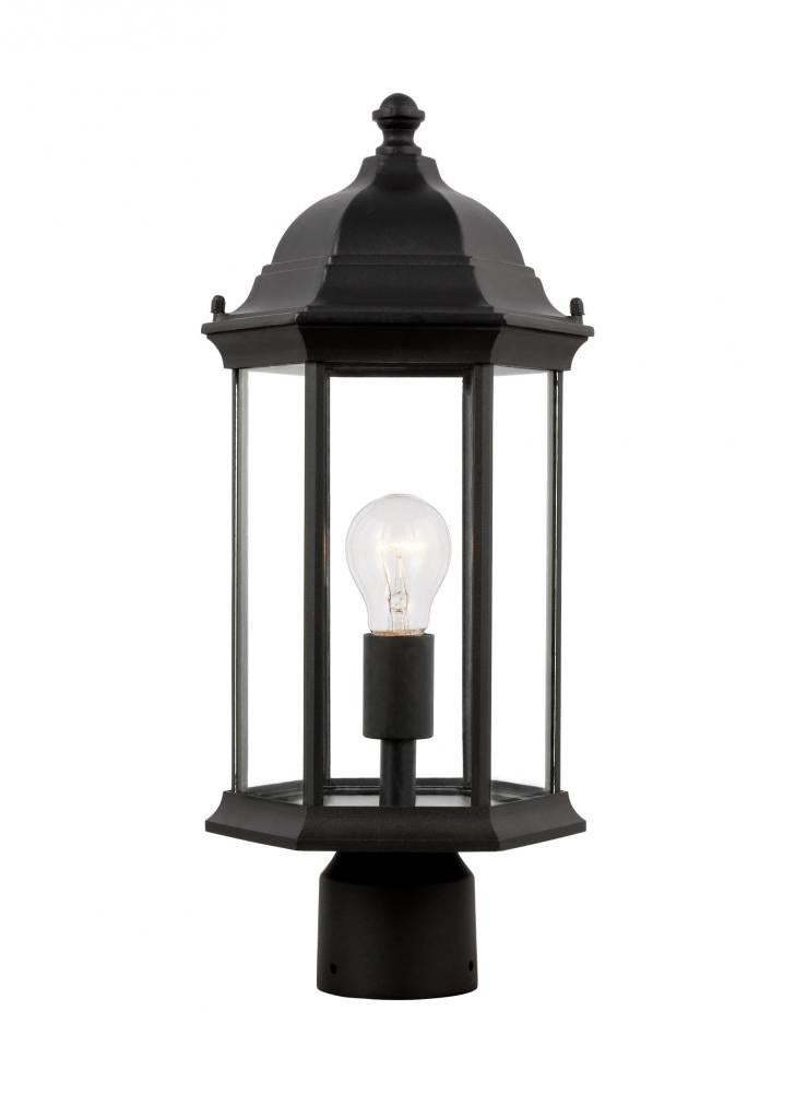 Generation Lighting 8238601-12 Sevier traditional 1-light outdoor exterior medium post lantern in black finish with clear glass pan