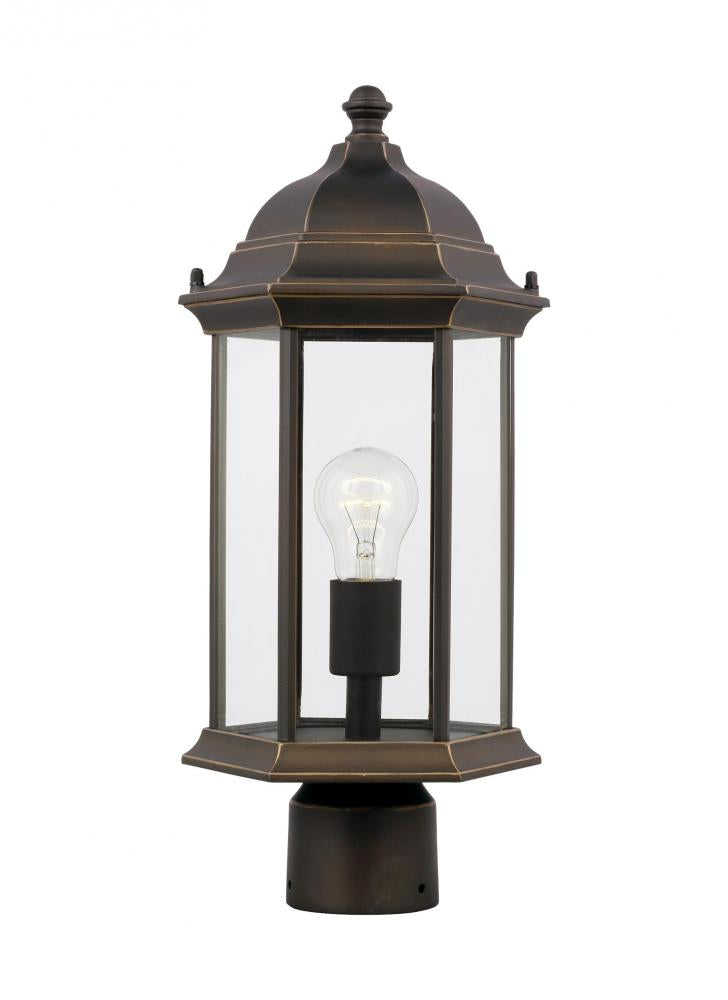 Generation Lighting 8238601-71 Sevier traditional 1-light outdoor exterior medium post lantern in antique bronze finish with clear