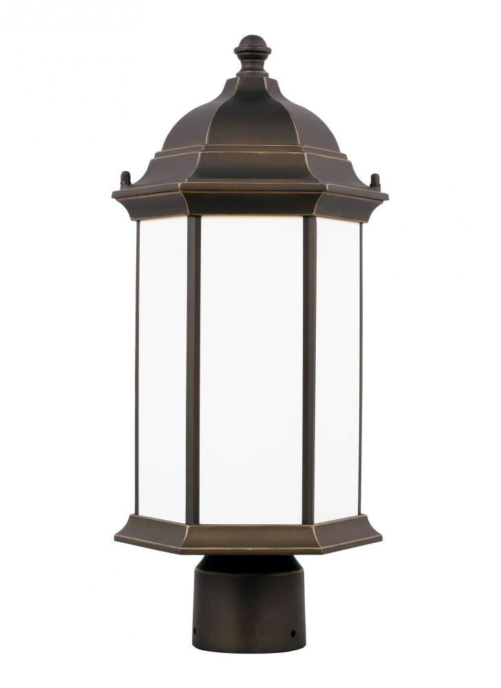 Generation Lighting 8238651-71 Sevier traditional 1-light outdoor exterior medium post lantern in antique bronze finish with satin
