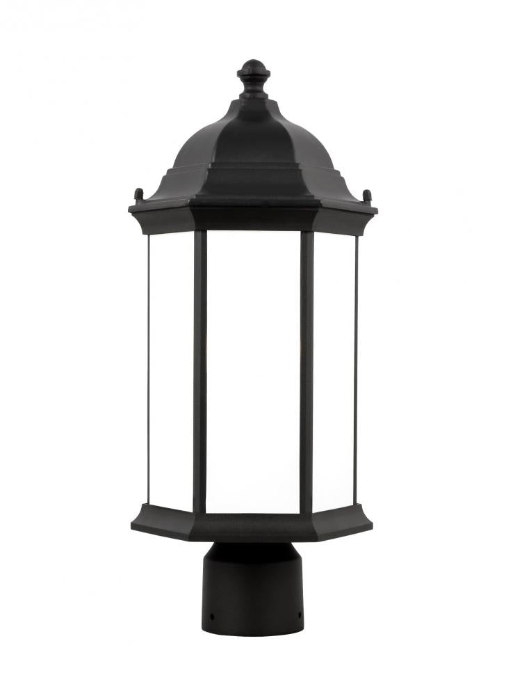 Generation Lighting 8238651EN3-12 Sevier traditional 1-light LED outdoor exterior medium post lantern in black finish with satin etche