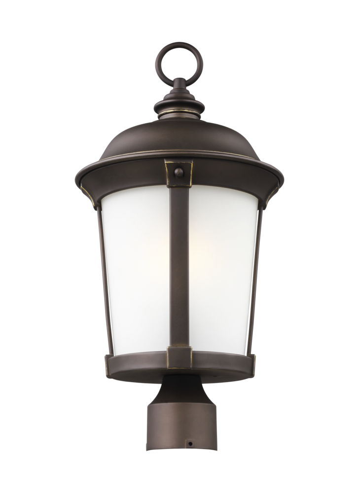 Generation Lighting 8250701EN3-71 Calder traditional 1-light LED outdoor exterior post lantern in antique bronze finish with satin etc