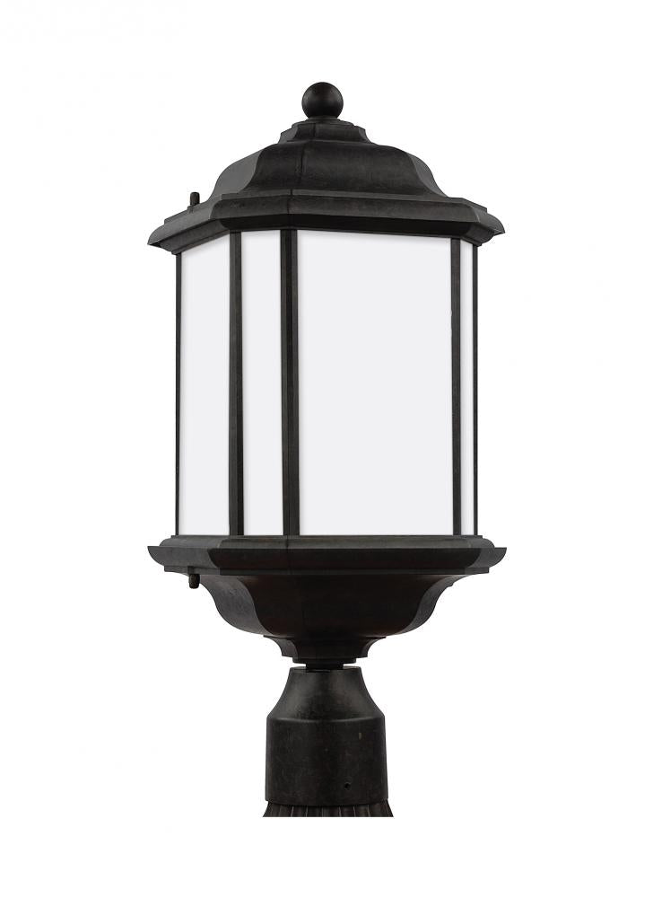 Generation Lighting 82529-746 Kent traditional 1-light outdoor exterior post lantern in oxford bronze finish with satin etched gla