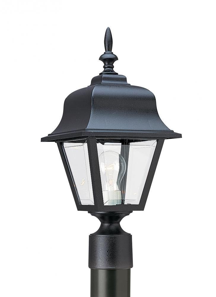 Generation Lighting 2321452 Polycarbonate Outdoor traditional 1-light outdoor exterior medium post lantern in black finish with