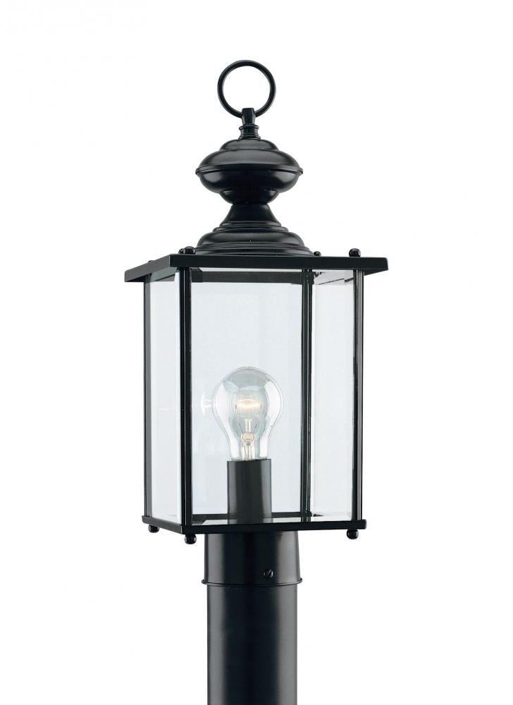 Generation Lighting 2322183 Jamestowne transitional 1-light outdoor exterior post lantern in black finish with clear beveled gla