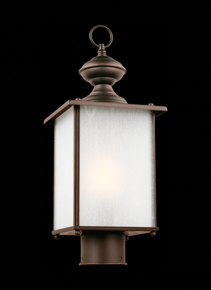 Generation Lighting 82570-71 Jamestowne transitional 1-light outdoor exterior post lantern in antique bronze finish with frosted