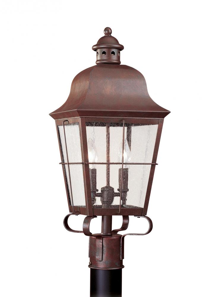 Generation Lighting 8262-44 Chatham traditional 2-light outdoor exterior post lantern in weathered copper finish with clear seed