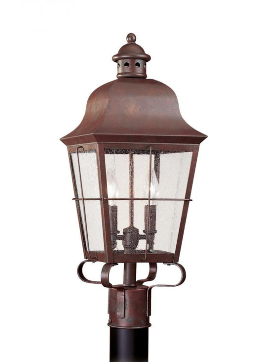 Generation Lighting 8262-44 Chatham traditional 2-light outdoor exterior post lantern in weathered copper finish with clear seed