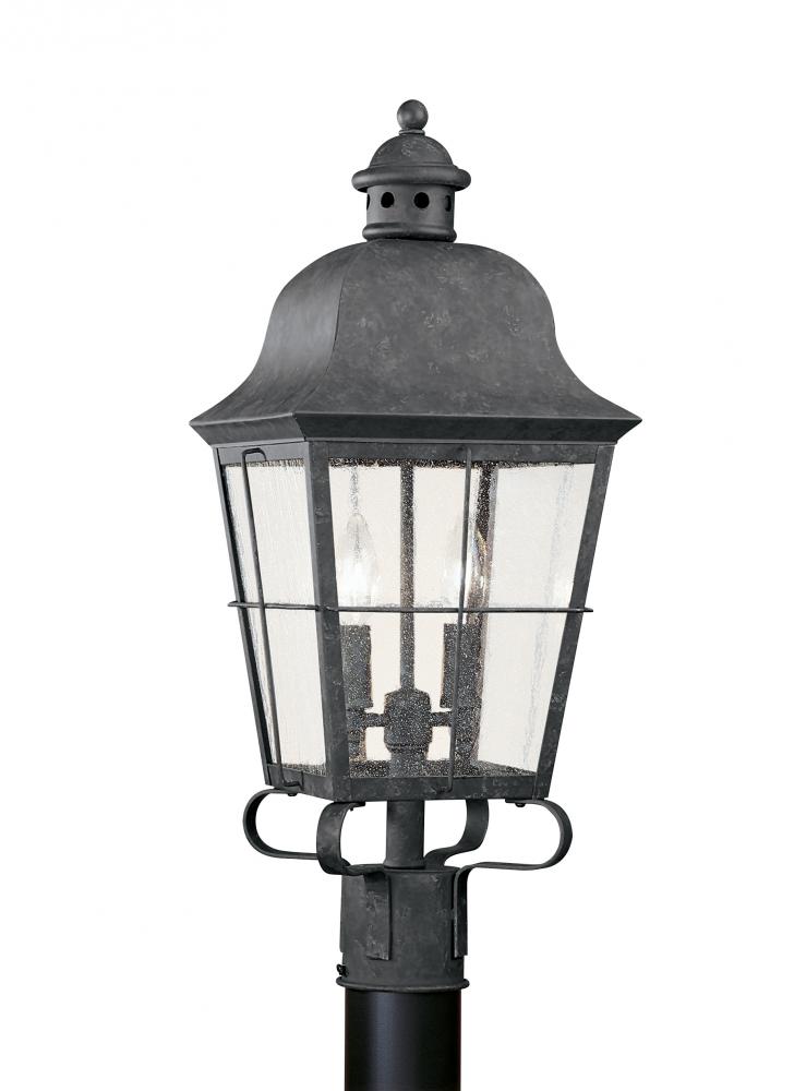 Generation Lighting 8262-46 Chatham traditional 2-light outdoor exterior post lantern in oxidized bronze finish with clear seede