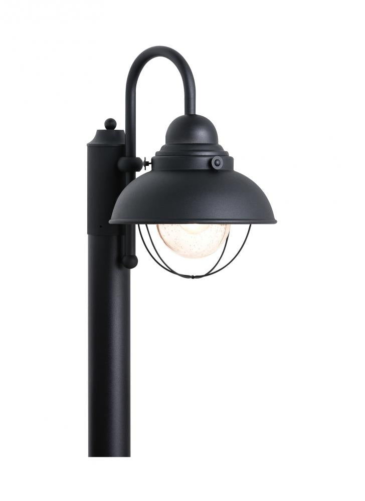 Generation Lighting 2326566 Sebring transitional 1-light outdoor exterior post lantern in black finish with clear seeded glass d