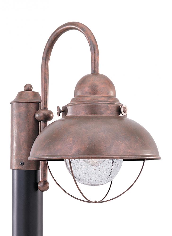 Generation Lighting 8269-44 Sebring transitional 1-light outdoor exterior post lantern in weathered copper finish with clear see