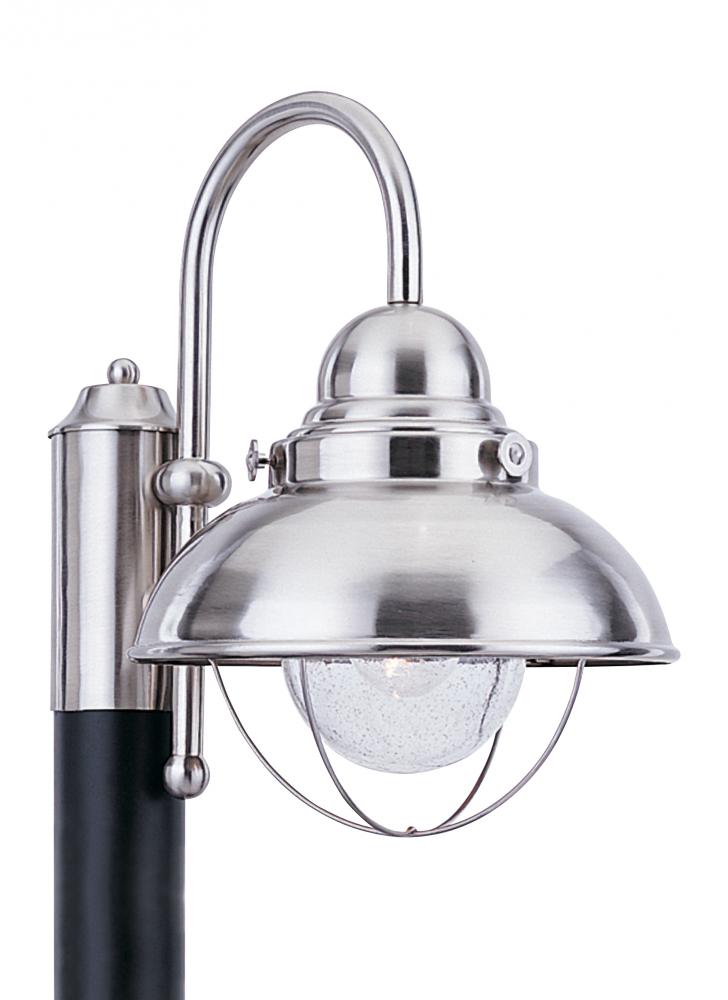 Generation Lighting 8269-98 Sebring transitional 1-light outdoor exterior post lantern in brushed stainless silver finish with c