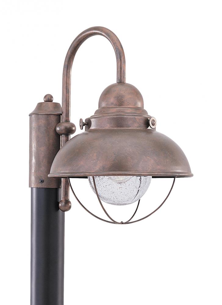 Generation Lighting 8269EN3-44 Sebring transitional 1-light LED outdoor exterior post lantern in weathered copper finish with clear