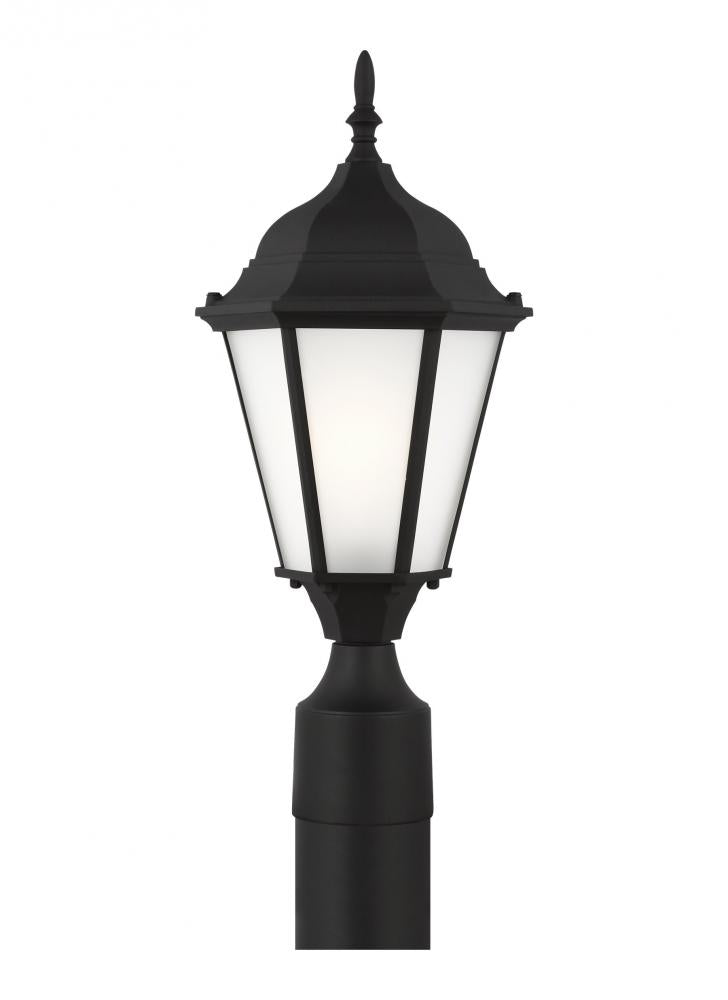 Generation Lighting 82941EN3-12 Bakersville traditional 1-light LED outdoor exterior post lantern in black finish with satin etched