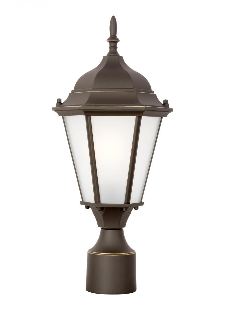 Generation Lighting 82941EN3-71 Bakersville traditional 1-light LED outdoor exterior post lantern in antique bronze finish with sati