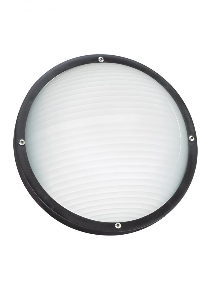 Generation Lighting 83057-12 Bayside traditional 1-light outdoor exterior wall or ceiling mount in black finish with frosted whit