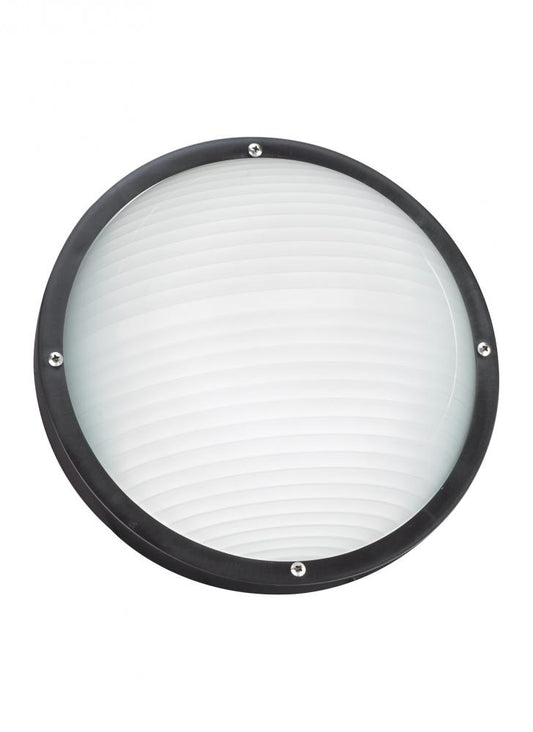 Generation Lighting 83057-12 Bayside traditional 1-light outdoor exterior wall or ceiling mount in black finish with frosted whit