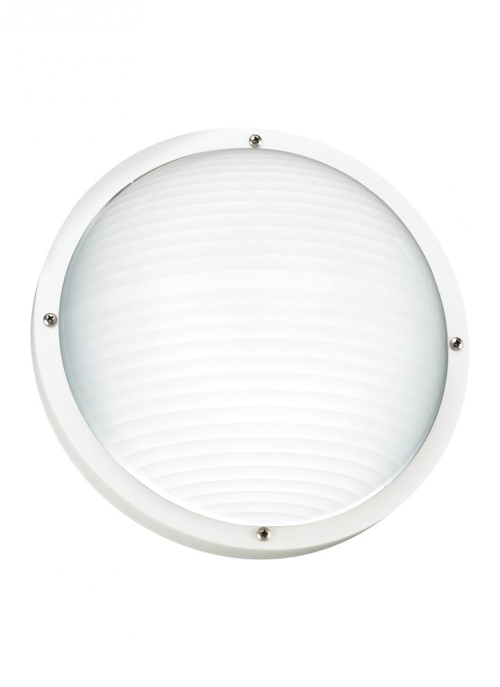 Generation Lighting 83057-15 Bayside traditional 1-light outdoor exterior wall or ceiling mount in white finish with frosted whit