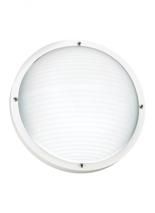Generation Lighting 83057-15 Bayside traditional 1-light outdoor exterior wall or ceiling mount in white finish with frosted whit