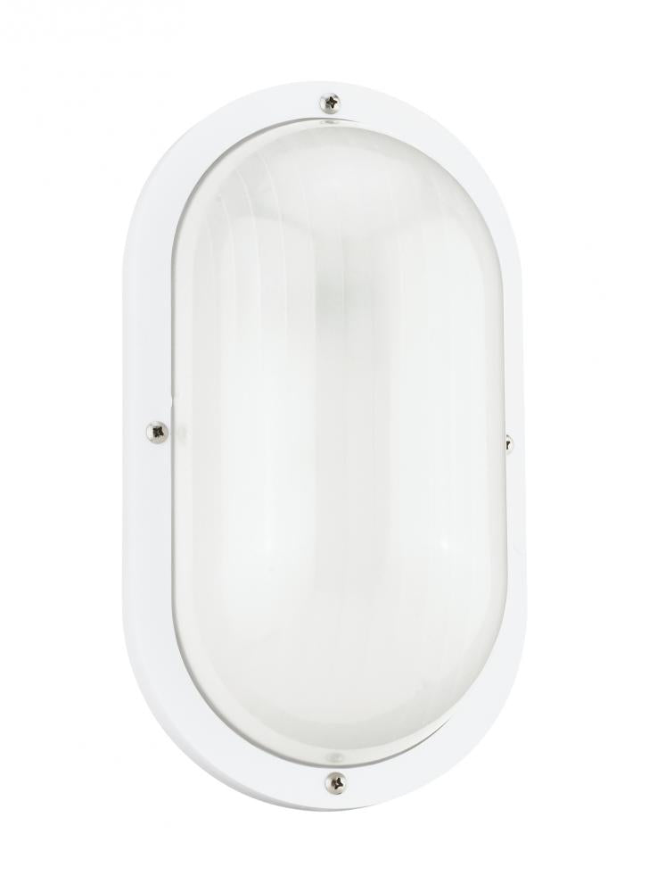 Generation Lighting 8335-15 Bayside traditional 1-light outdoor exterior wall lantern sconce in white finish with frosted white