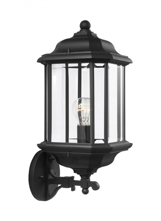 Generation Lighting 84032-12 Kent traditional 1-light outdoor exterior large uplight wall lantern sconce in black finish with cle