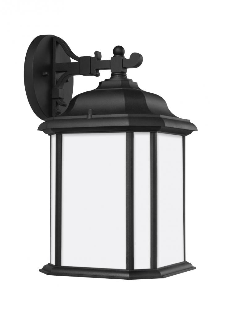 Generation Lighting 84531EN3-12 Kent traditional 1-light LED outdoor exterior large wall lantern sconce in black finish with satin e