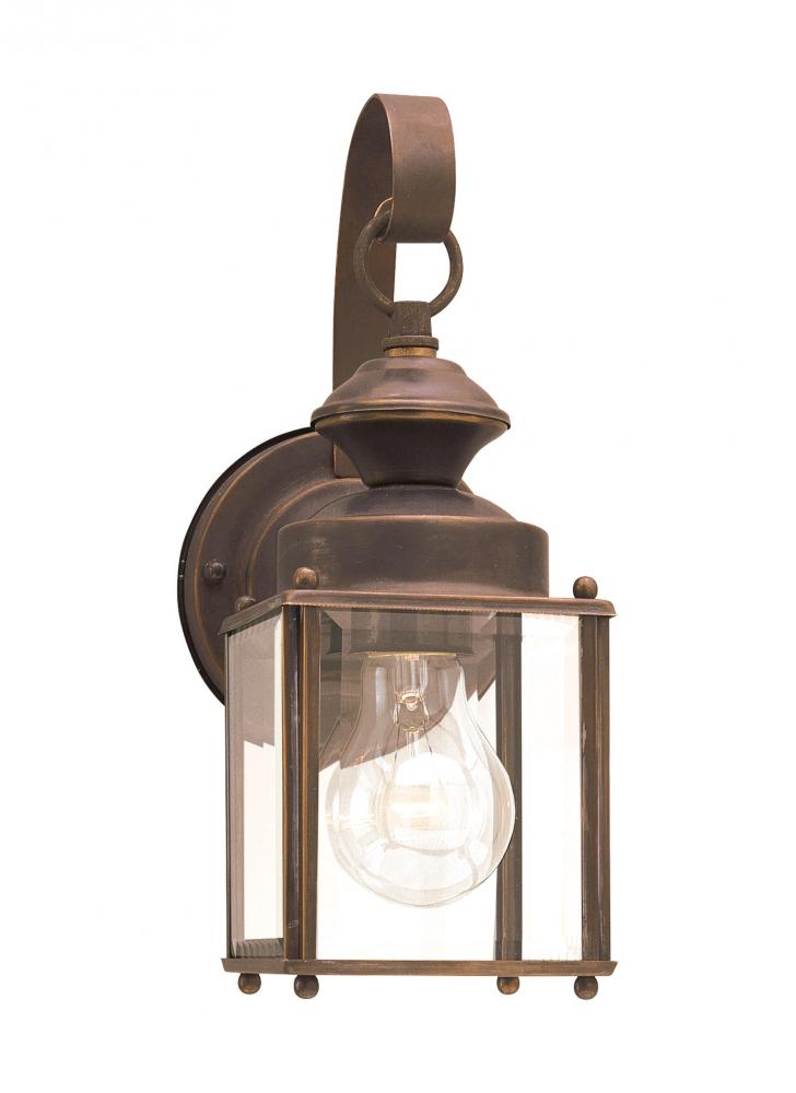 Generation Lighting 8456-71 Jamestowne transitional 1-light small outdoor exterior wall lantern in antique bronze finish with cl