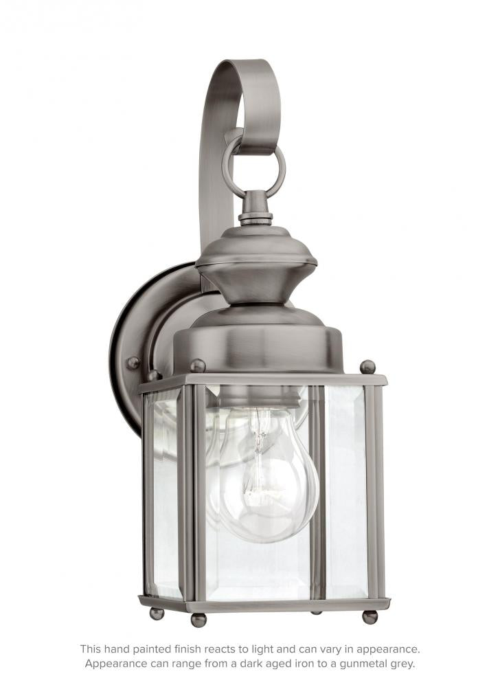 Generation Lighting 8456-965 Jamestowne transitional 1-light small outdoor exterior wall lantern in antique brushed nickel silver