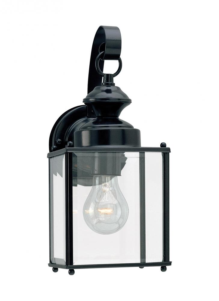 Generation Lighting 2395232 Jamestowne transitional 1-light medium outdoor exterior wall lantern in black finish with clear beve