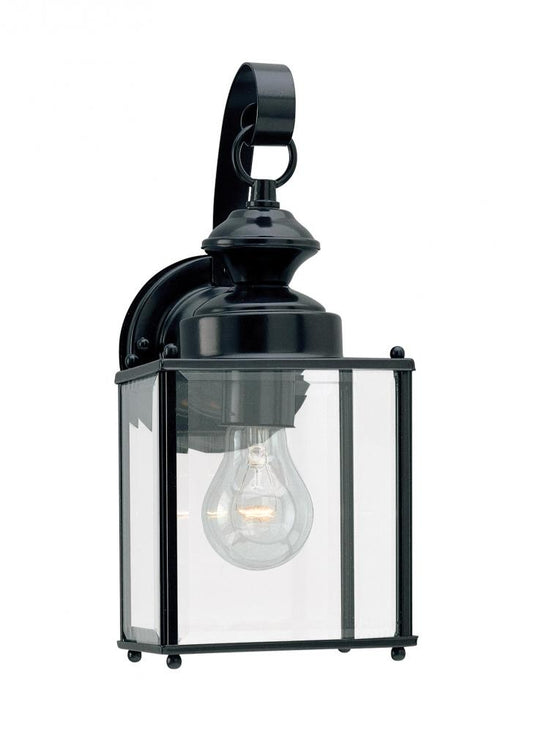 Generation Lighting 2395232 Jamestowne transitional 1-light medium outdoor exterior wall lantern in black finish with clear beve
