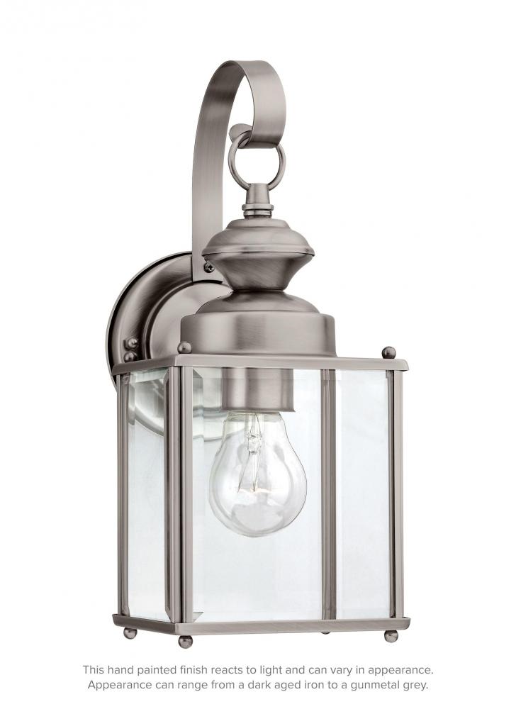 Generation Lighting 8457-965 Jamestowne transitional 1-light medium outdoor exterior wall lantern in antique brushed nickel silve