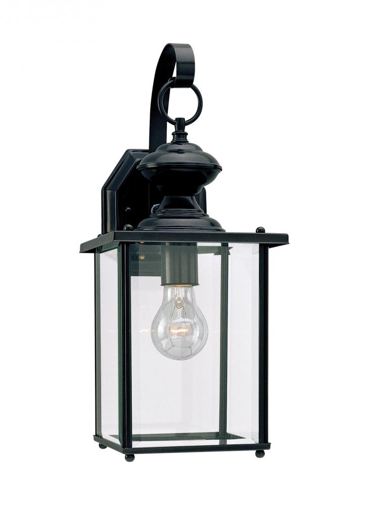 Generation Lighting 2395597 Jamestowne transitional 1-light large outdoor exterior wall lantern in black finish with clear bevel