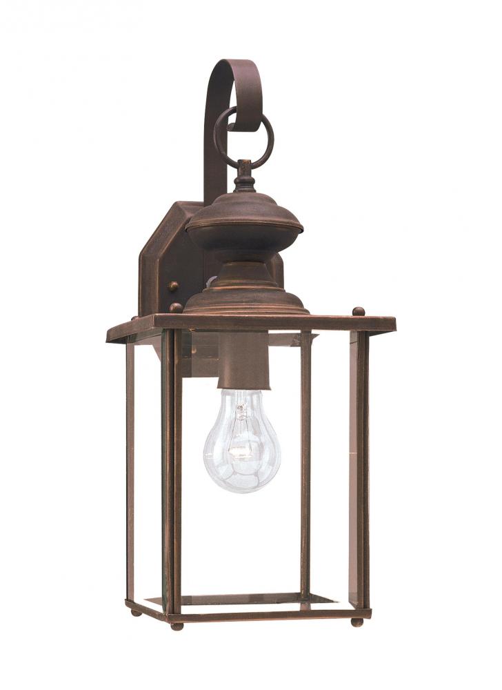 Generation Lighting 8458-71 Jamestowne transitional 1-light large outdoor exterior wall lantern in antique bronze finish with cl