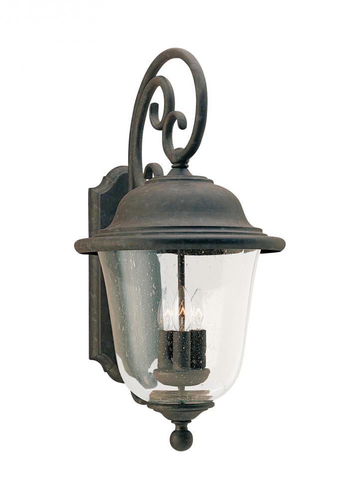 Generation Lighting 8461EN-46 Trafalgar traditional 3-light LED outdoor exterior wall lantern sconce in oxidized bronze finish wit