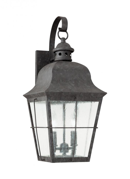 Generation Lighting 8463-46 Chatham traditional 2-light outdoor exterior wall lantern sconce in oxidized bronze finish with clea
