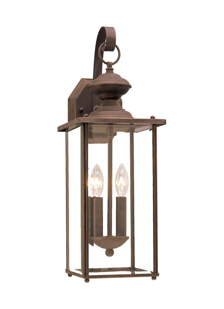 Generation Lighting 8468EN-71 Jamestowne transitional 2-light LED outdoor exterior wall lantern in antique bronze finish with clea
