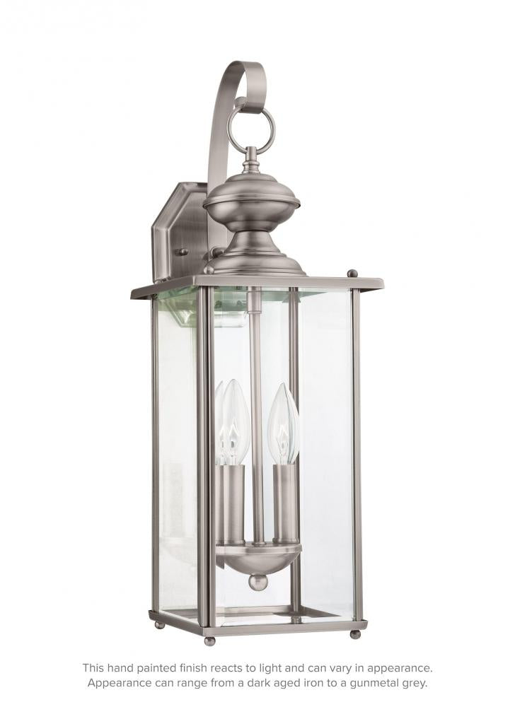 Generation Lighting 8468EN-965 Jamestowne transitional 2-light LED outdoor exterior wall lantern in antique brushed nickel silver f
