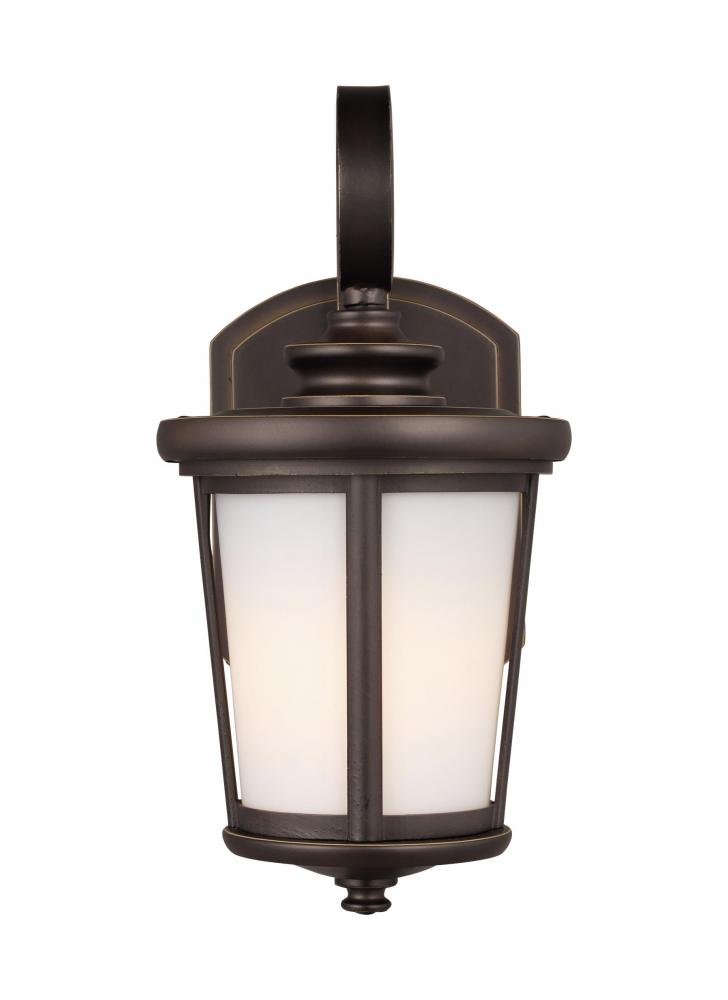 Generation Lighting 8519301-71 Eddington modern 1-light outdoor exterior small wall lantern sconce in antique bronze finish with ca