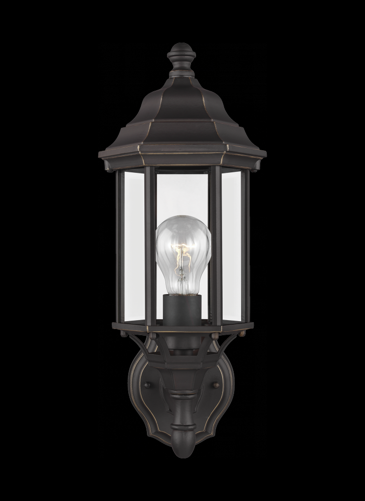 Generation Lighting 8538701-71 Sevier traditional 1-light outdoor exterior small uplight outdoor wall lantern sconce in antique bro