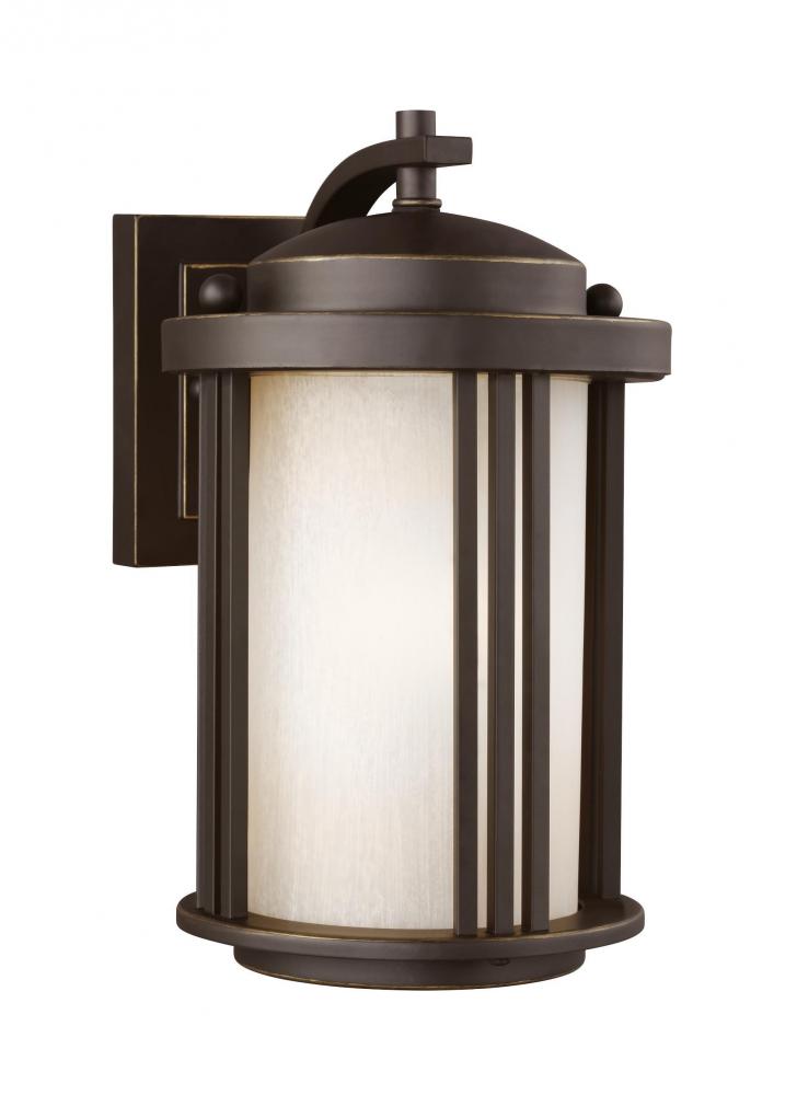 Generation Lighting 8547901DEN3-71 Crowell contemporary 1-light LED outdoor exterior small wall lantern sconce in antique bronze finish
