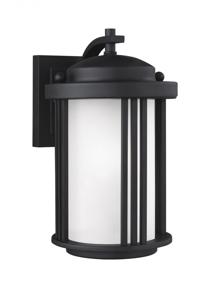 Generation Lighting 8547901EN3-12 Crowell contemporary 1-light LED outdoor exterior small wall lantern sconce in black finish with sat
