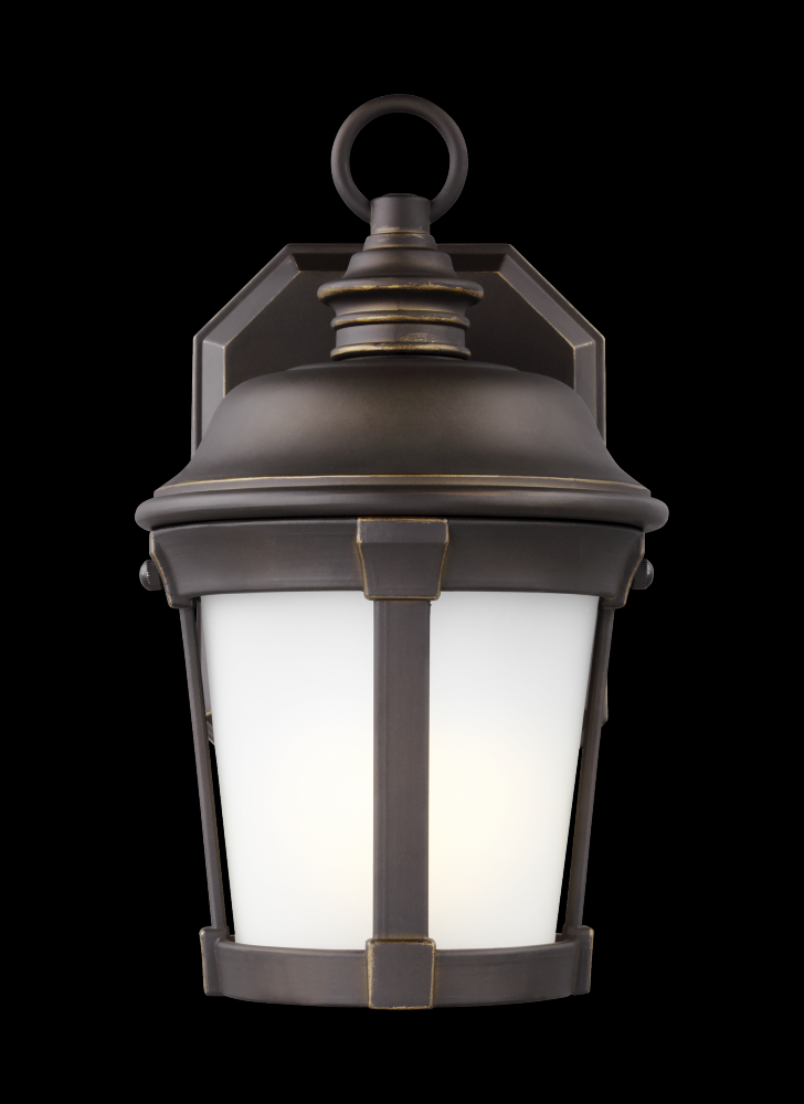 Generation Lighting 8550701-71 Calder traditional 1-light outdoor exterior small wall lantern sconce in antique bronze finish with